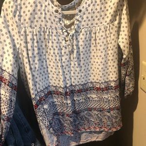 Multi Print Top with laced front
